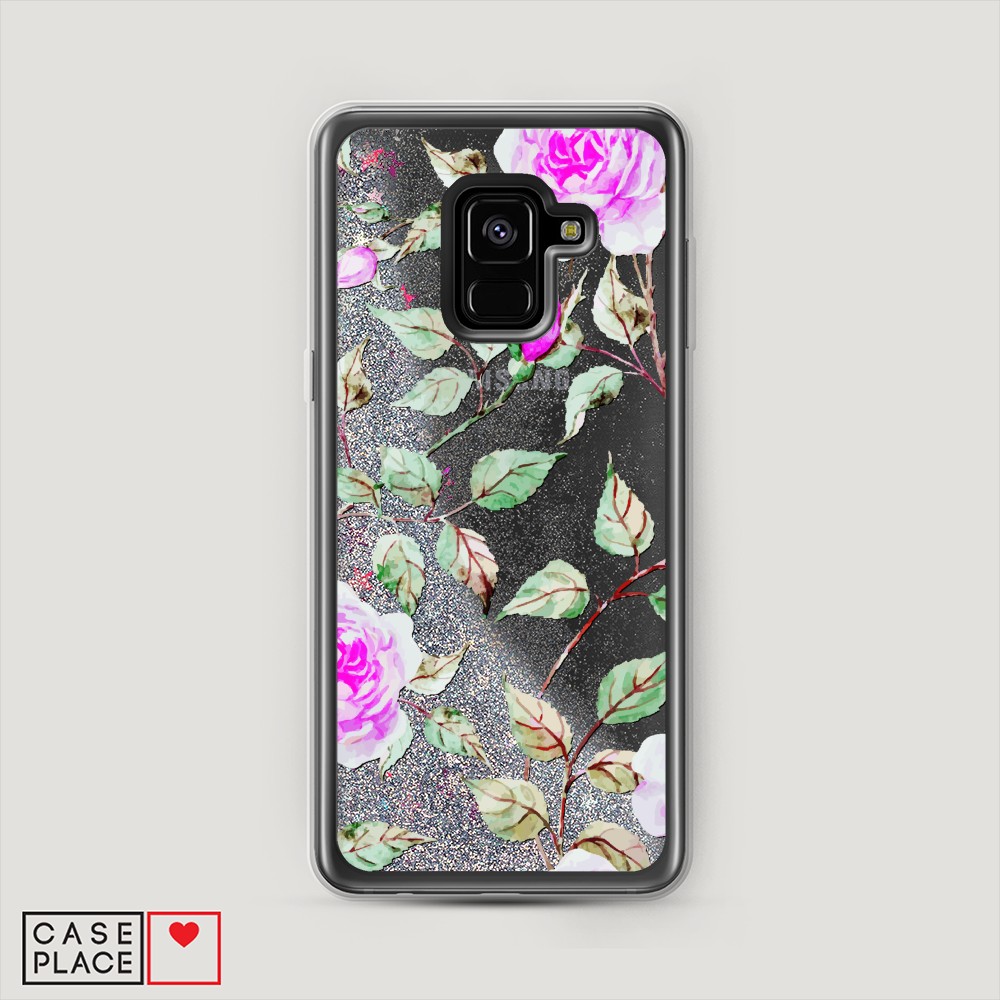

Жидкий чехол с блестками "Цветочная фантазия 7" на Samsung Galaxy A8 2018, 25491-1
