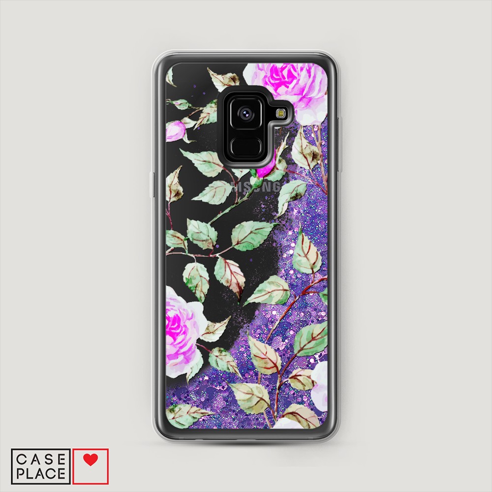 

Жидкий чехол с блестками "Цветочная фантазия 7" на Samsung Galaxy A8 2018, 25492-1