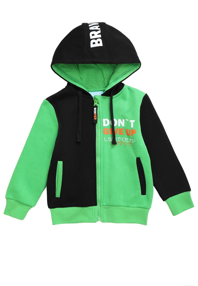 Толстовка детская Kari Kids 223117, черный, зеленый, 92