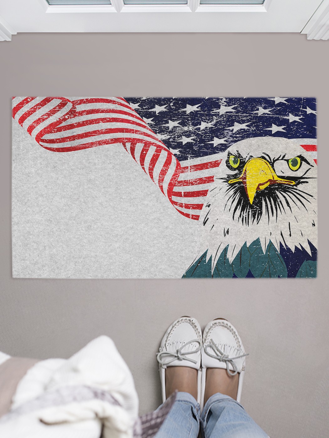 

Придверный коврик JoyArty "Орел с американским флагом" для обуви 75x45 см