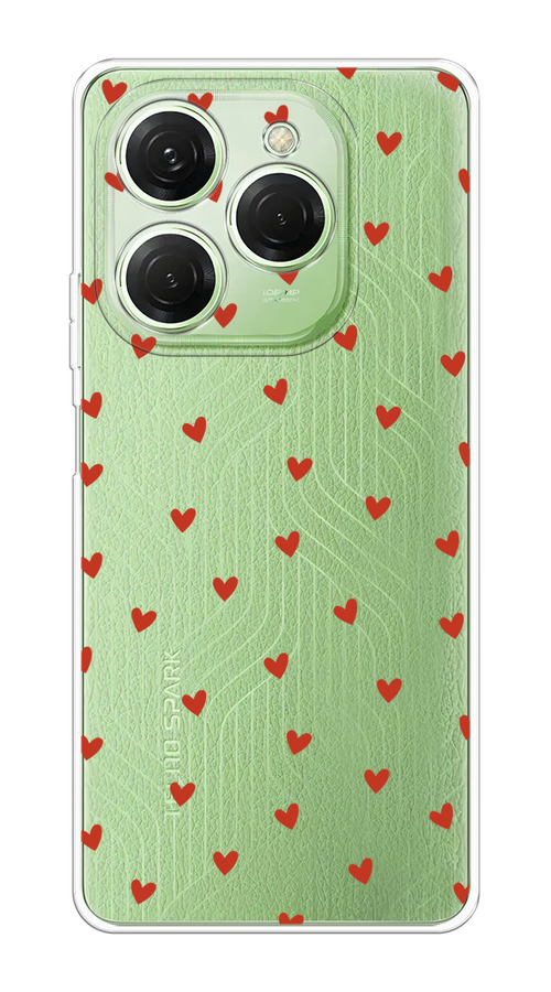 

Чехол на Tecno Spark 20 Pro "Red hearts", Красный;прозрачный, 304850-1