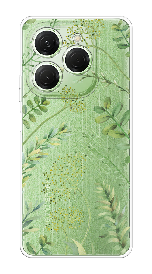 

Чехол на Tecno Spark 20 Pro "Green Leaves", Зеленый;прозрачный, 304850-1