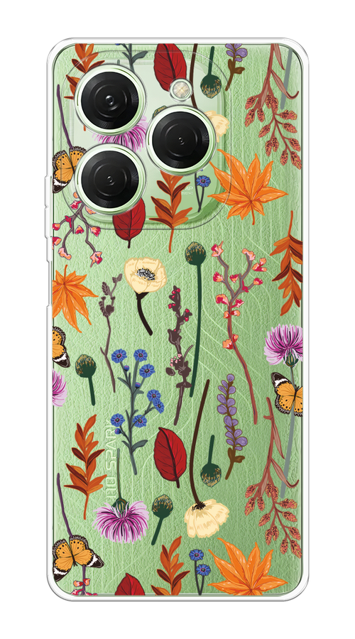 

Чехол на Tecno Spark 20 Pro "Orange Purple flowers", Оранжевый;красный;розовый;желтый;прозрачный, 304850-1