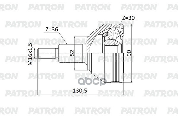 

ШРУС нар. 36х52х30 SKODA Rapid III (NH3) 12- / VW Polo Sedan 10- PATRON PCV2137