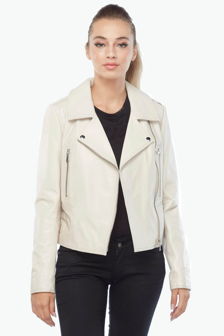 

Кожаная куртка женская Deriza 39-1204BJ бежевая 2XL (товары доставляются из-за рубежа), Бежевый, 39-1204BJ