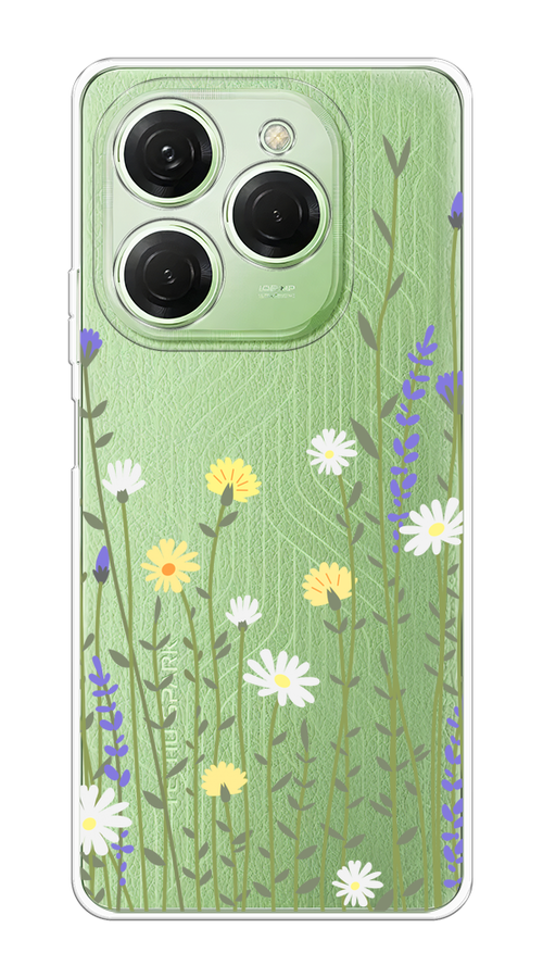 

Чехол на Tecno Spark 20 Pro "Ромашка и лаванда", Зеленый;желтый;прозрачный, 304850-1