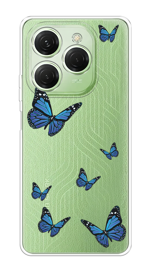 

Чехол на Tecno Spark 20 Pro "Blue butterflies", Синий;черный, 304850-1