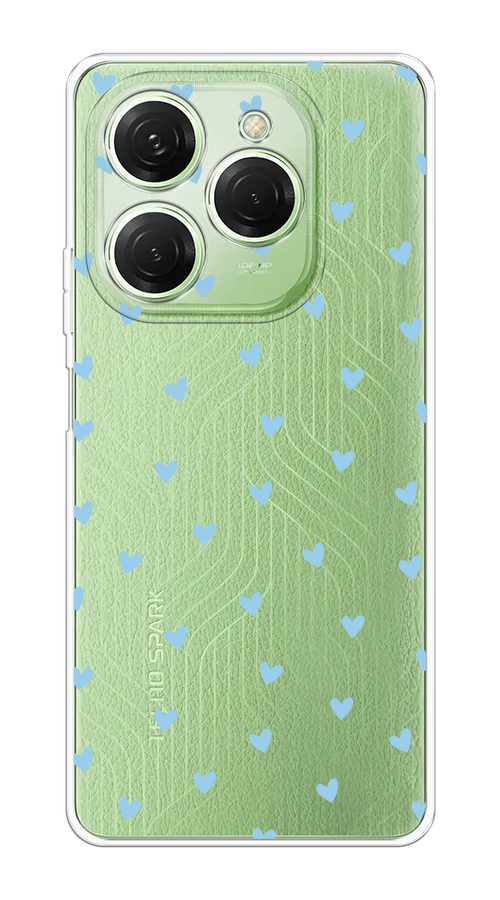 

Чехол на Tecno Spark 20 Pro "Голубые сердечки паттерн", Голубой;прозрачный, 304850-1