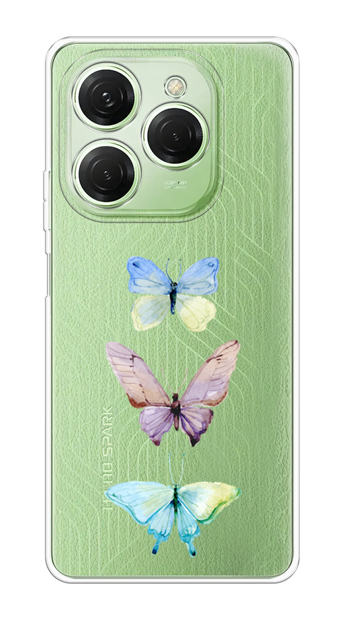 

Чехол на Tecno Spark 20 Pro "Акварельные бабочки", Бирюзовый;розовый, 304850-1