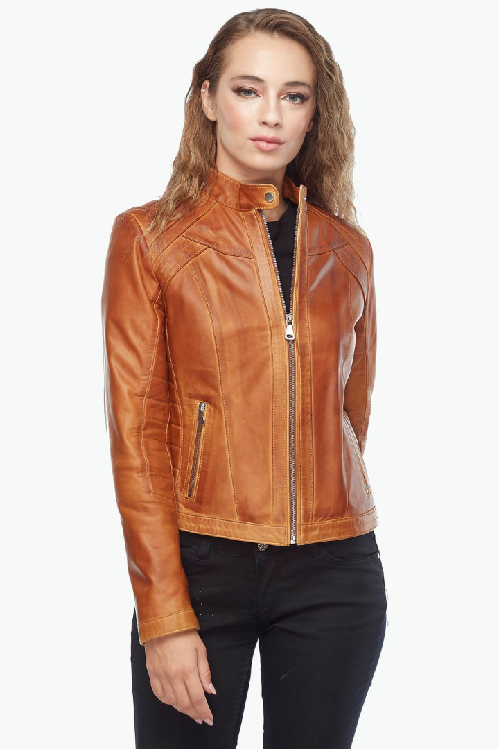 Кожаная куртка женская Deriza 39-2336T коричневая S (товары доставляются из-за рубежа)