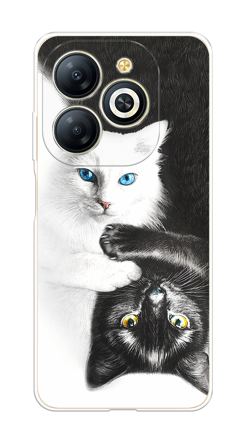 

Чехол на Infinix Smart 8 Plus "Коты Инь-Янь", Черный;белый;голубой, 3105550-1