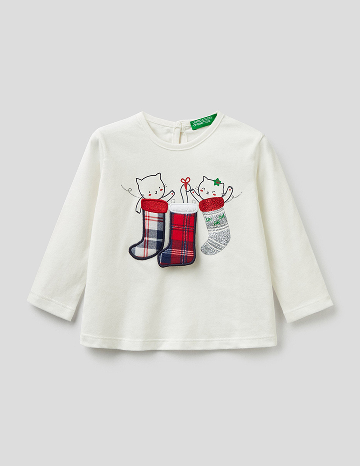 фото Лонгслив детский united colors of benetton 21a_3atnc15gm_074 белый р.xxs