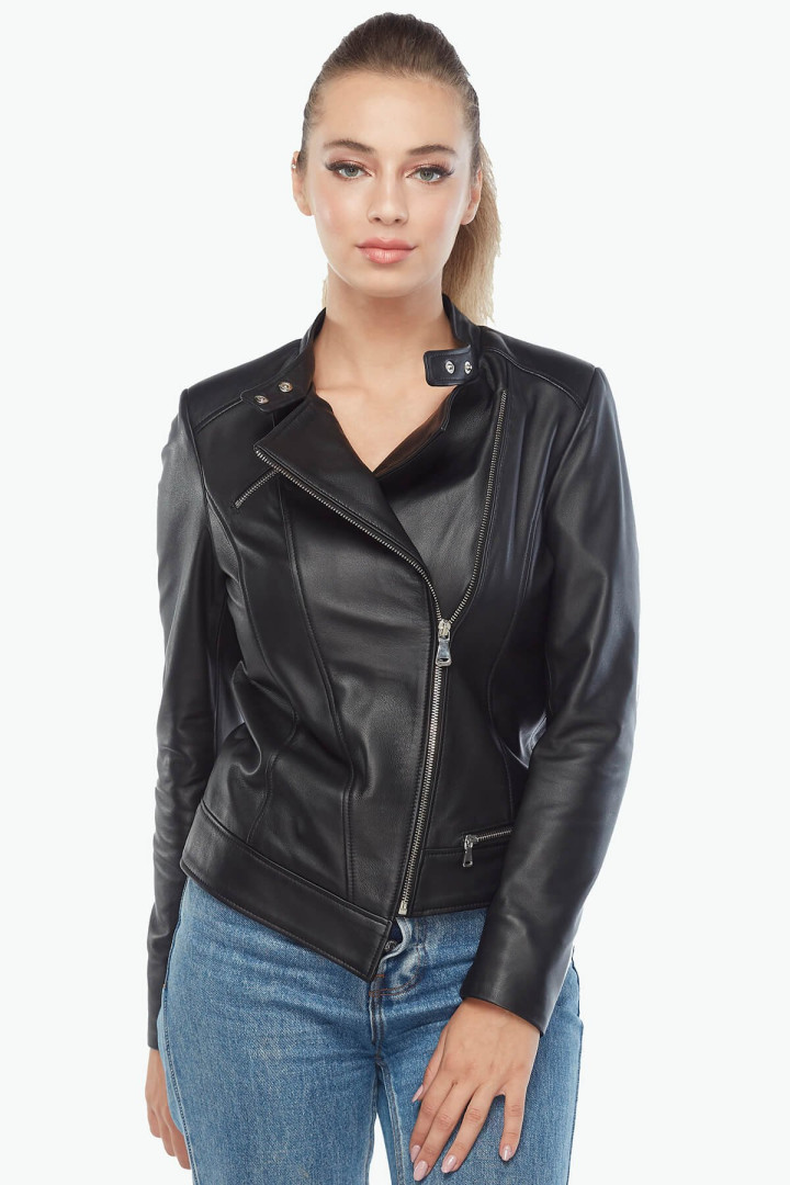 Кожаная куртка женская Deriza 39-5045S черная 2XL (товары доставляются из-за рубежа)