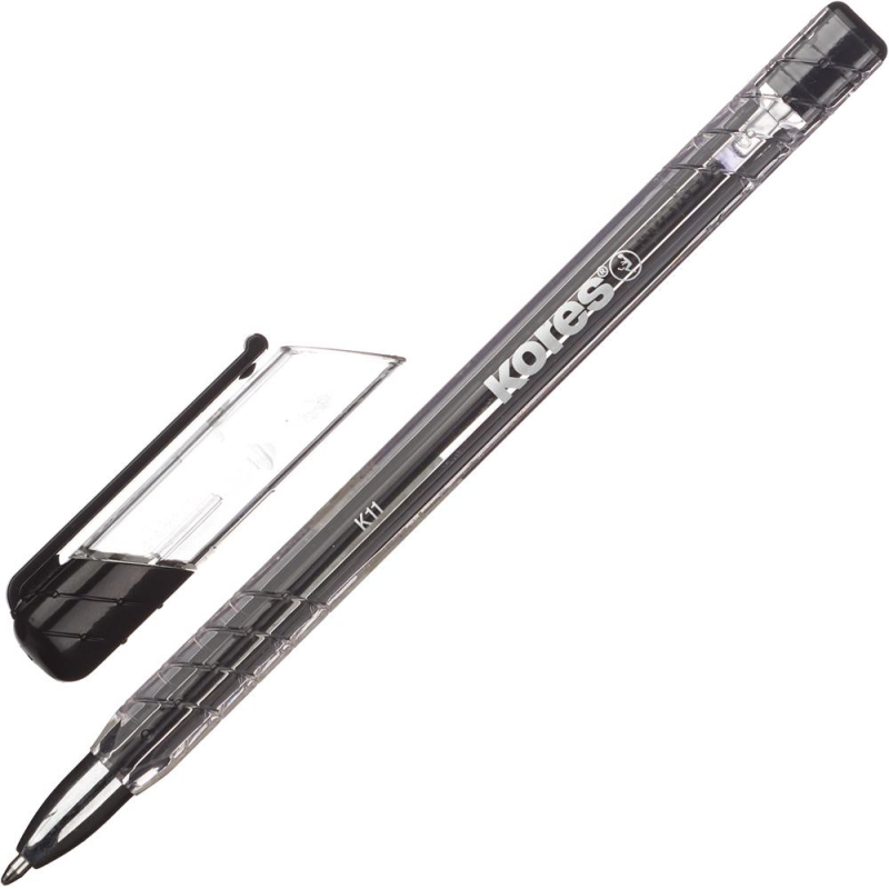 Ручка шариковая Kores K11, черная, 1 мм, 1 шт.