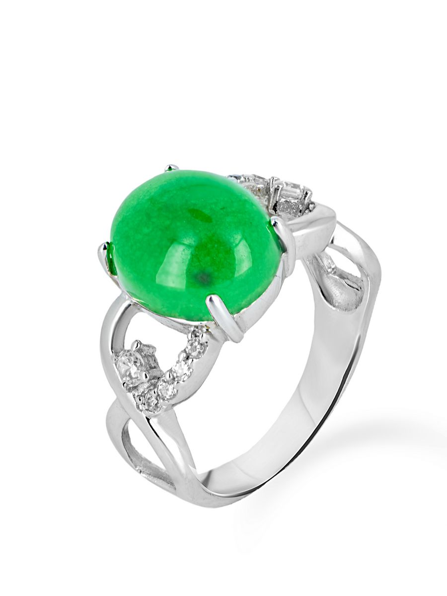Кольцо из серебра р. 19 L-Silver КО-SJT968R, жадеит/фианит