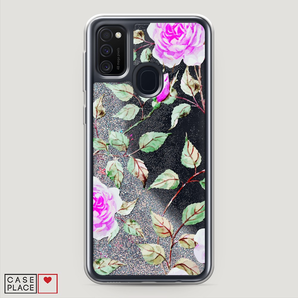 

Жидкий чехол с блестками "Цветочная фантазия 7" на Samsung Galaxy M21, 29791-1