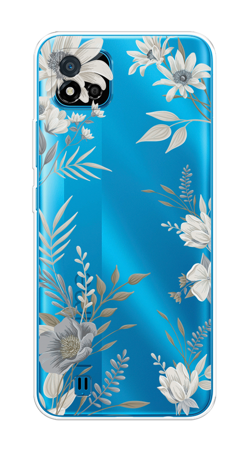 

Чехол на Oppo Realme C11 (2021) "Цветы сепия", Серый;прозрачный;зеленый;белый, 257550-1