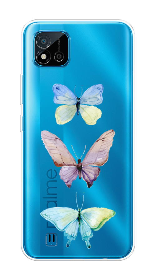

Чехол на Oppo Realme C11 (2021) "Акварельные бабочки", Бирюзовый;розовый, 257550-1