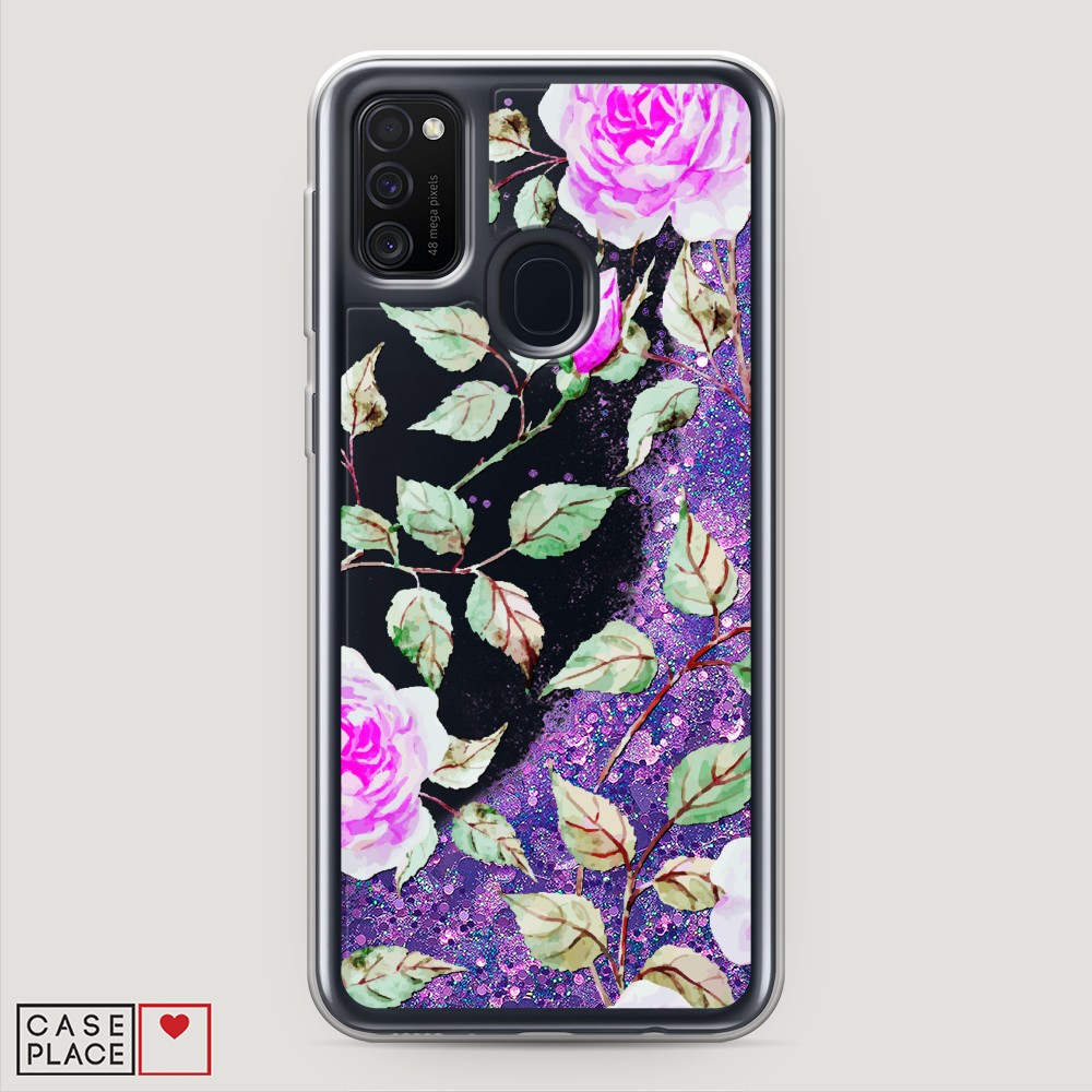 

Жидкий чехол с блестками "Цветочная фантазия 7" на Samsung Galaxy M21, 29792-1