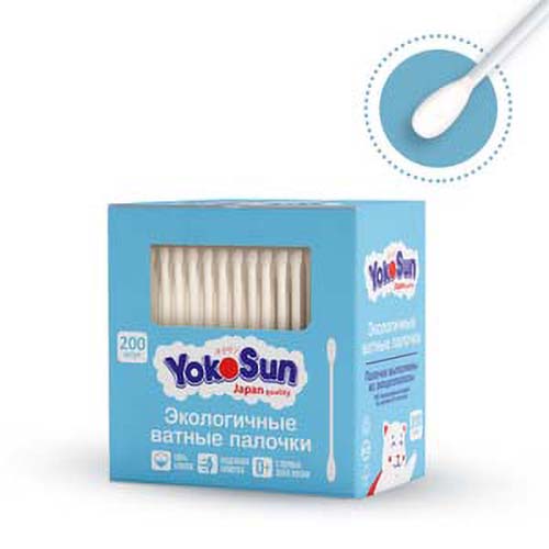 

Ватные палочки YokoSun Экологичные 200 шт, Белый