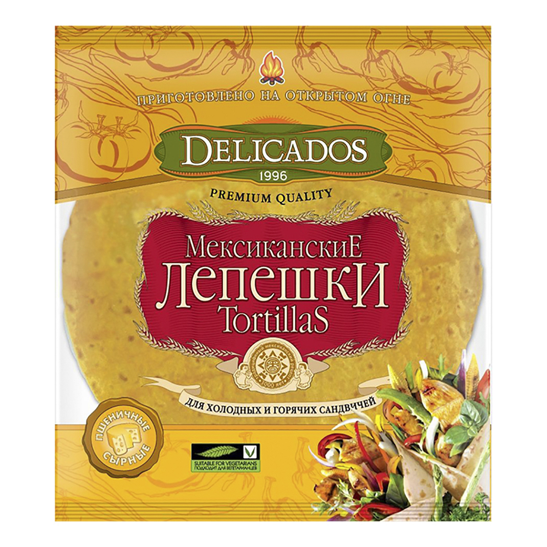 фото Лепешки delicados tortillas мексиканские со вкусом сыра 400 г