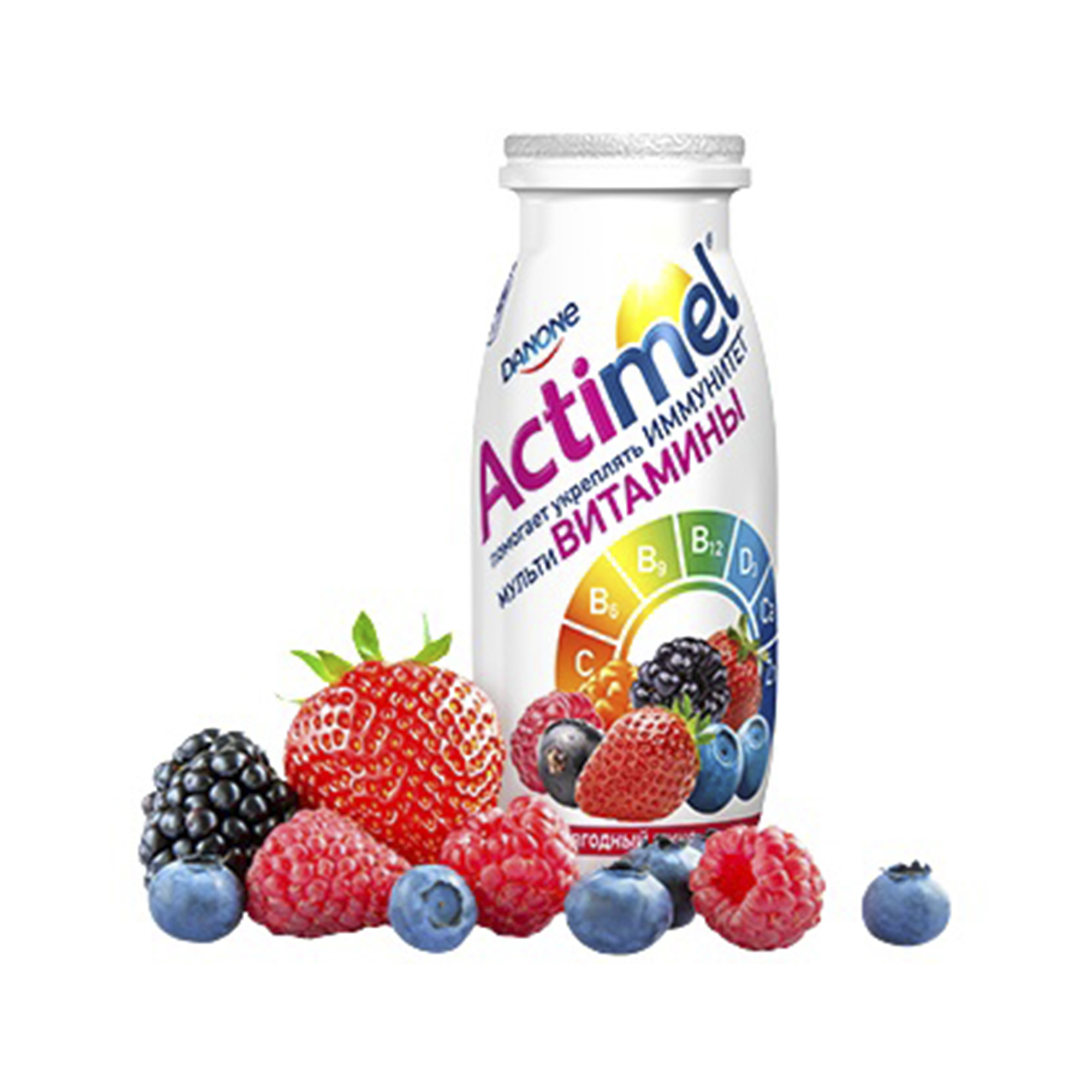 

Кисломолочный напиток Actimel Мультивитамины ягодный микс 2,5% 100 мл