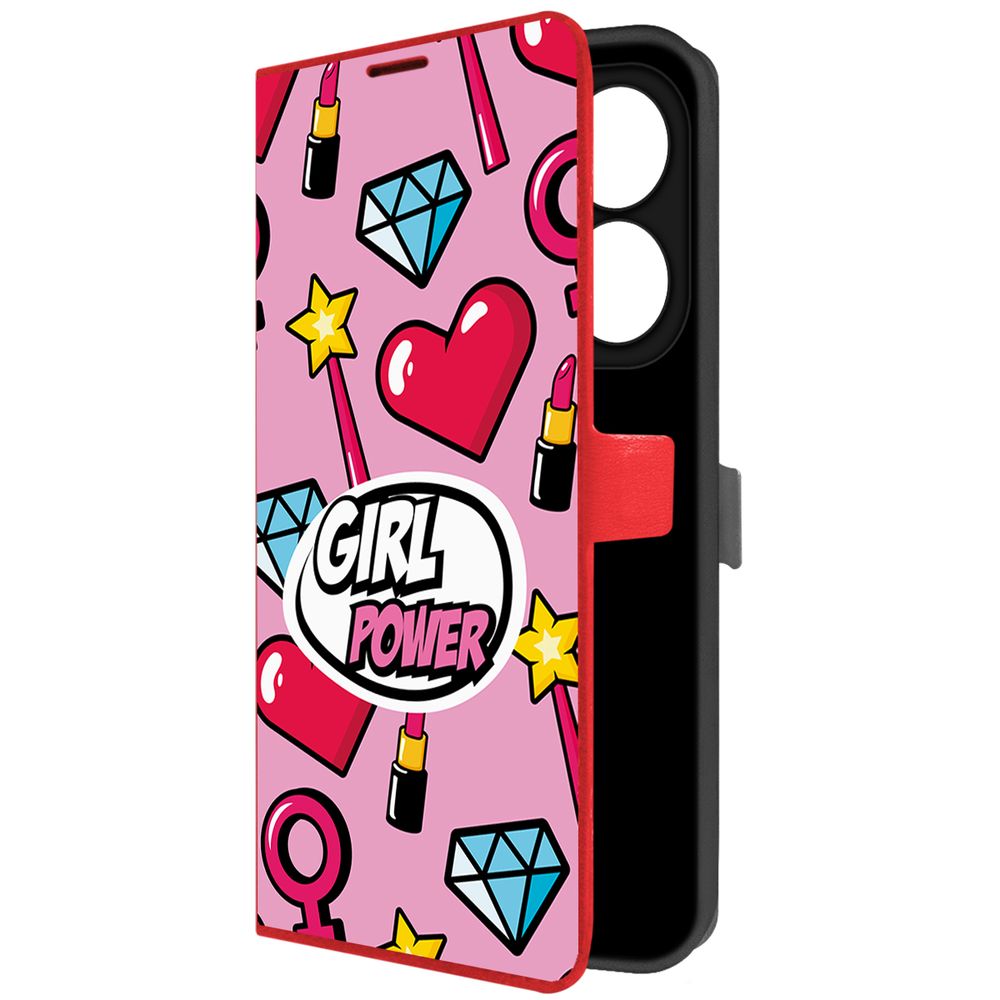 Чехол-книжка Krutoff Eco Book для INFINIX Smart 8 Pro Girl Power (красный)
