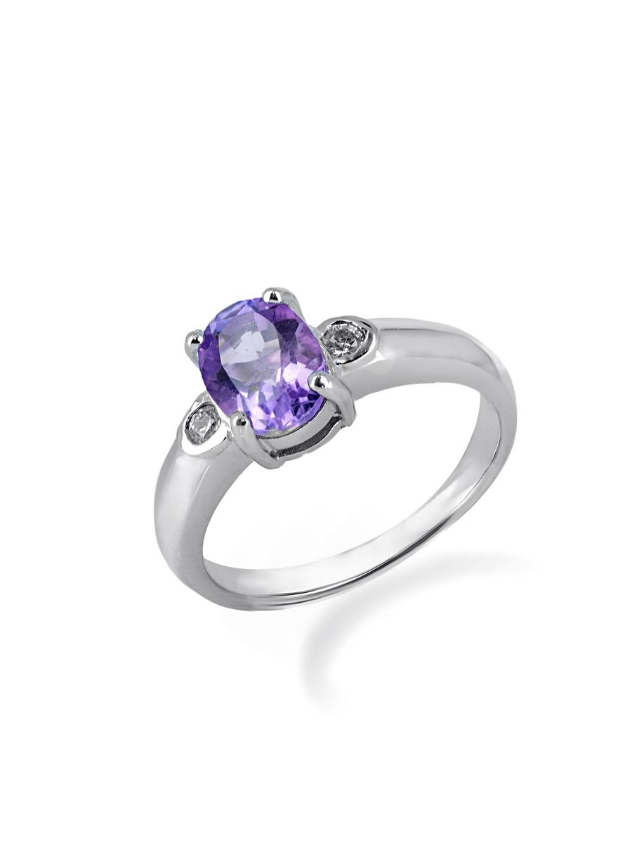 

Кольцо из серебра р. 18,5 L-Silver 203-KO-GRE1222, аметист\фианит, 203-KO-GRE1222