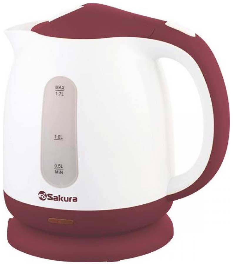 Чайник электрический SAKURA SA-2344WR 1.7 л белый, красный чайник электрический sakura sa 2168br 1 8 л красный