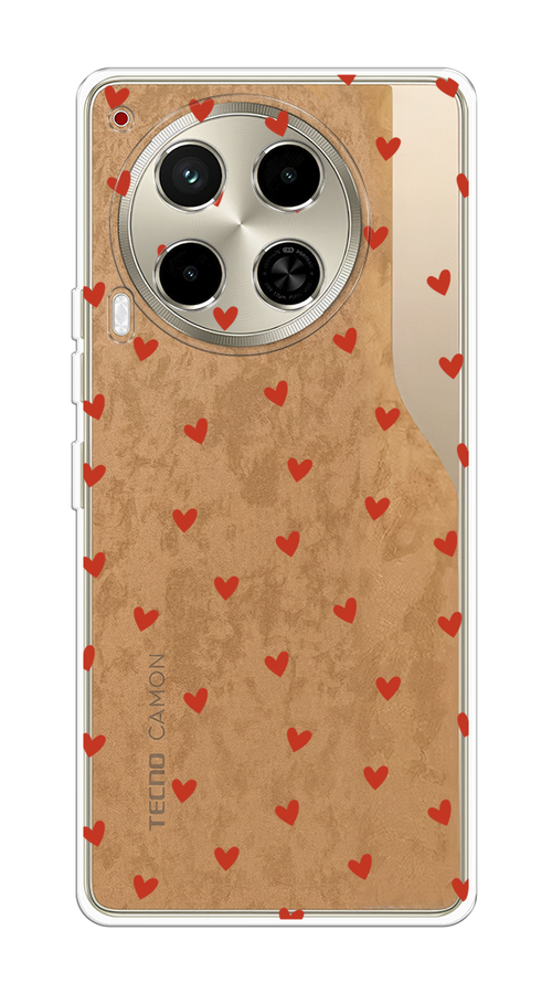

Чехол на Tecno Camon 30 4G "Red hearts", Красный;прозрачный, 305650-1