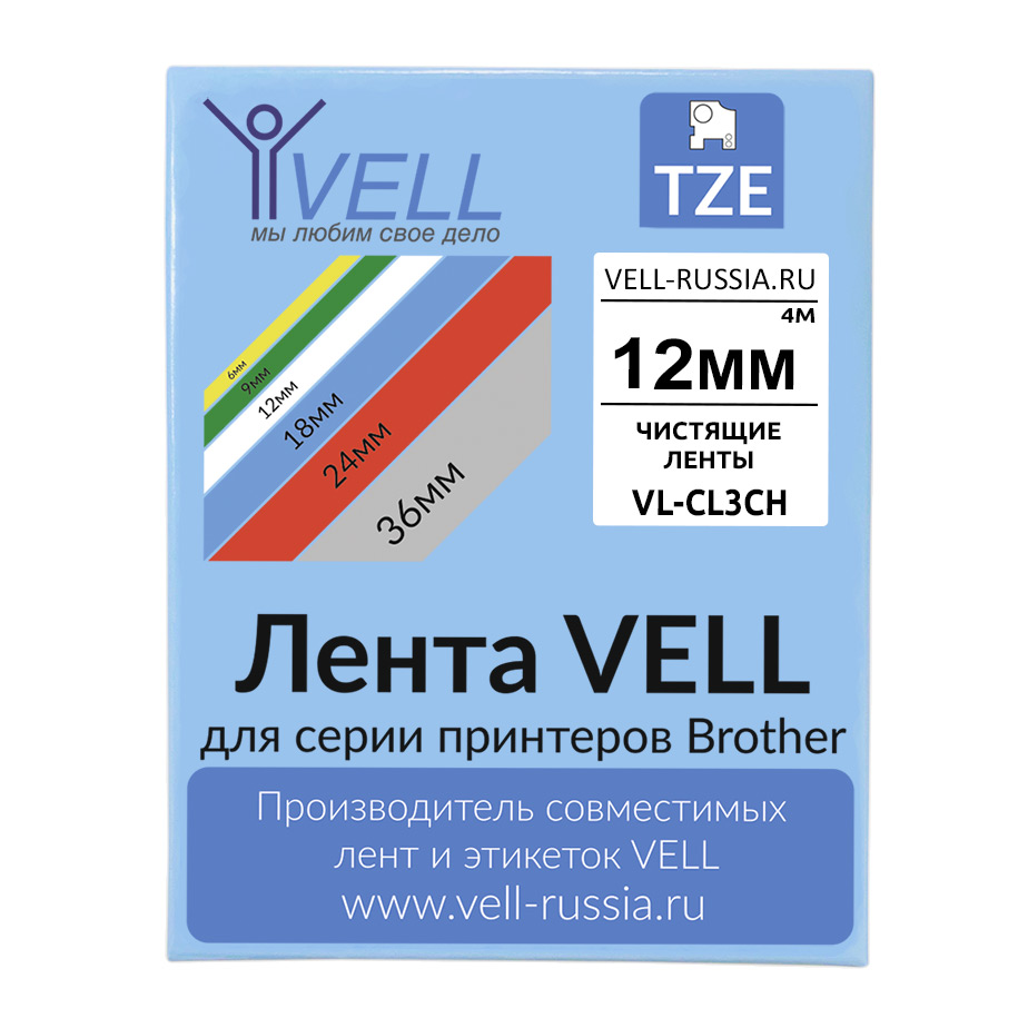 

Чистящая лента Vell VL-CL3CH (с чипом, 12 мм), для очистки печатающей головки принтера