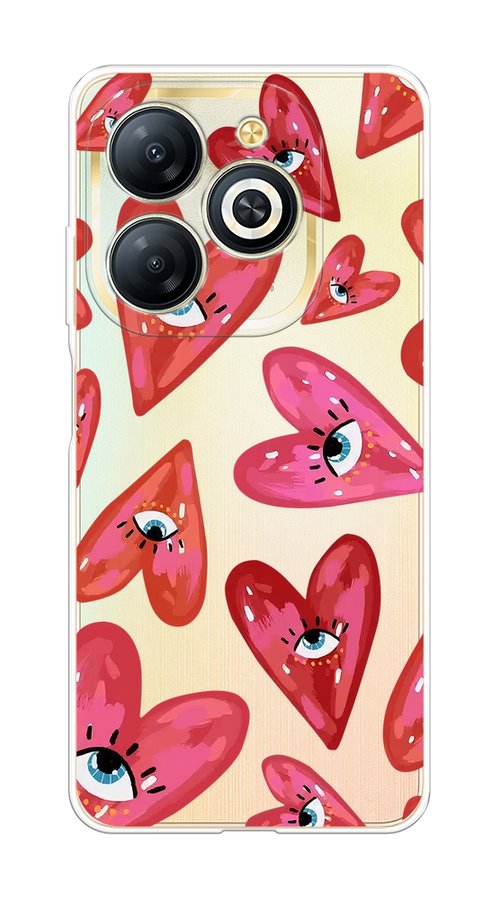 

Чехол на Infinix Smart 8 Plus "Сердечки с глазами", Коричневый;красный;розовый, 3105550-1