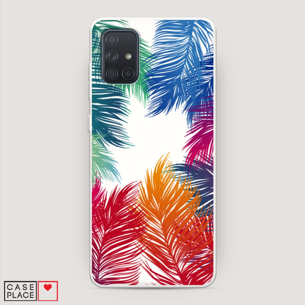 

Матовый силиконовый чехол "Рамка из перьев" на Samsung Galaxy A71, 29057-1