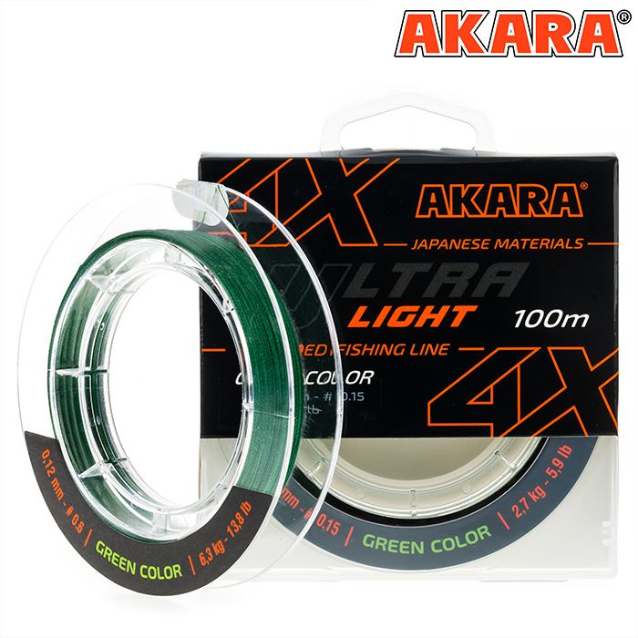 

Шнур для рыбалки Akara Ultra Light x4 0,06 мм 100 метров до 2,7 кг, Ultra Light x4