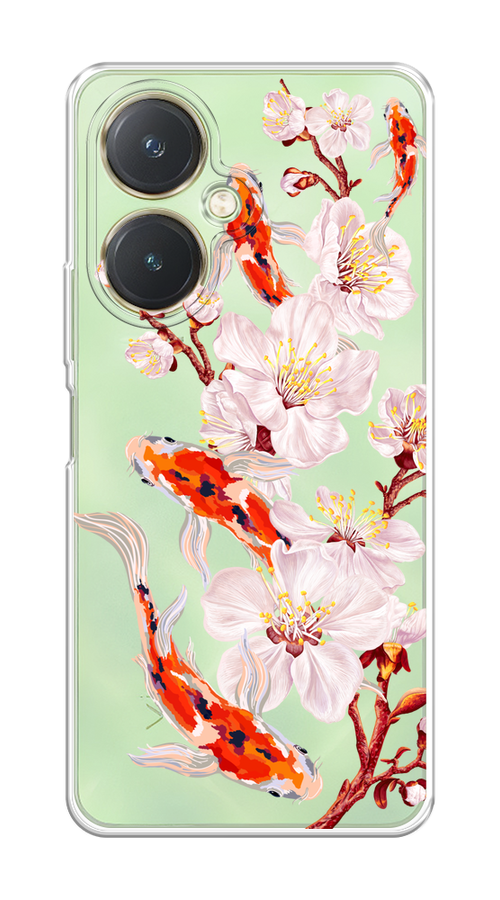 

Чехол на Vivo Y27 4G "Карпы и сакура", Оранжевый;розовый;бежевый;прозрачный, 269150-1