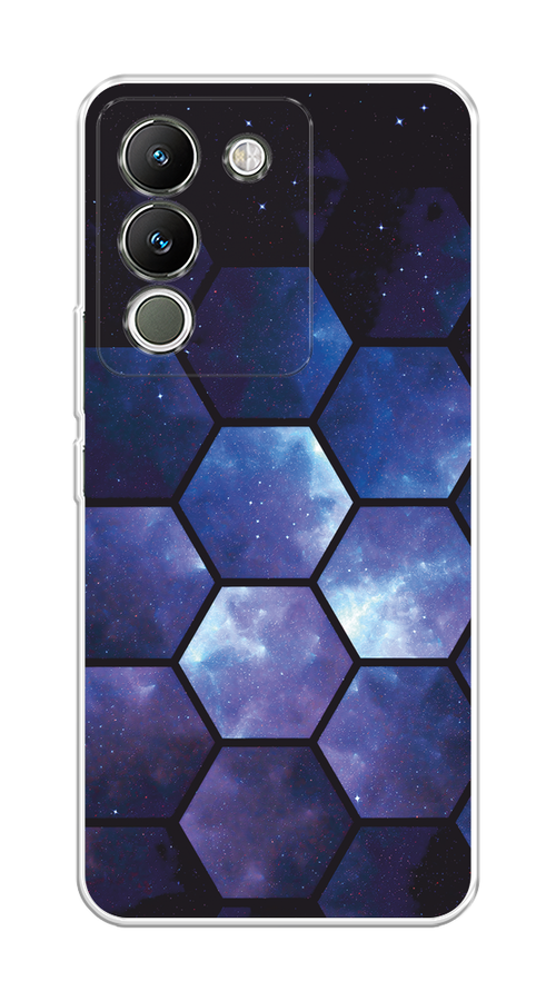 

Чехол на Vivo V29e 5G "Соты космос", Черный;фиолетовый, 269650-1