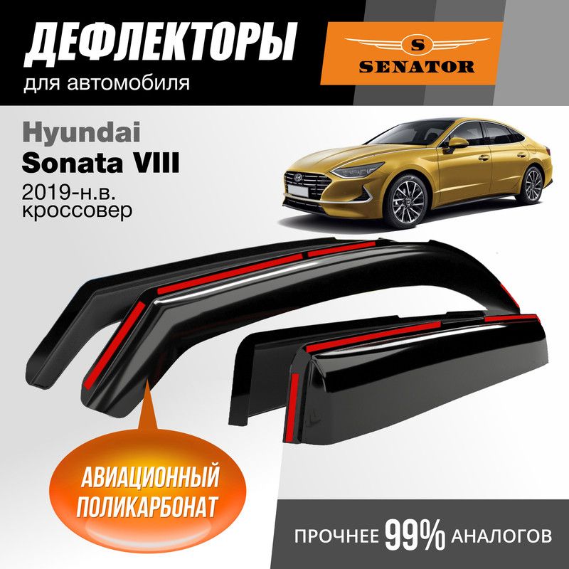 

Дефлекторы Senator Hyundai Sonata VIII 2019-н.в. седан, вставные, к-т 4 шт.
