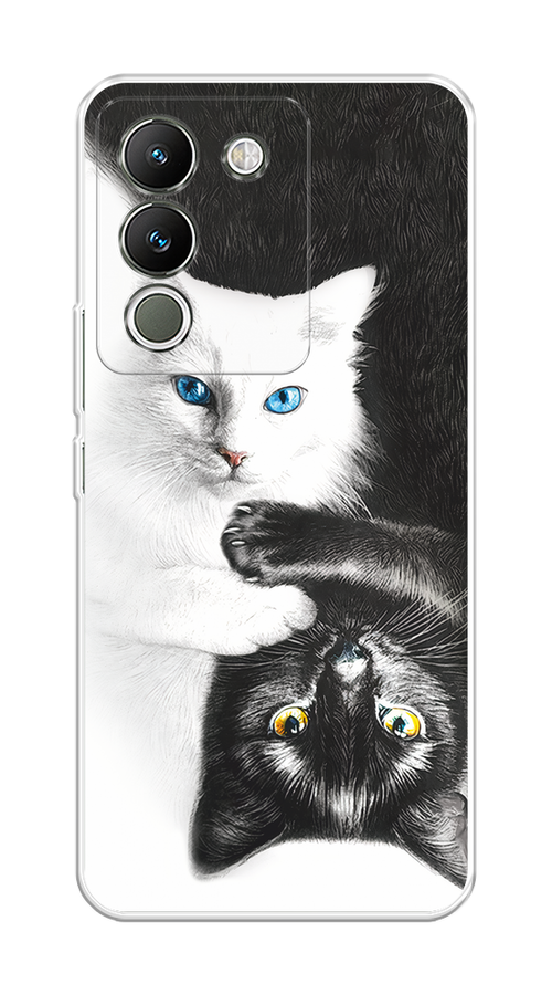 

Чехол на Vivo V29e 5G "Коты Инь-Янь", Черный;белый;голубой, 269650-1