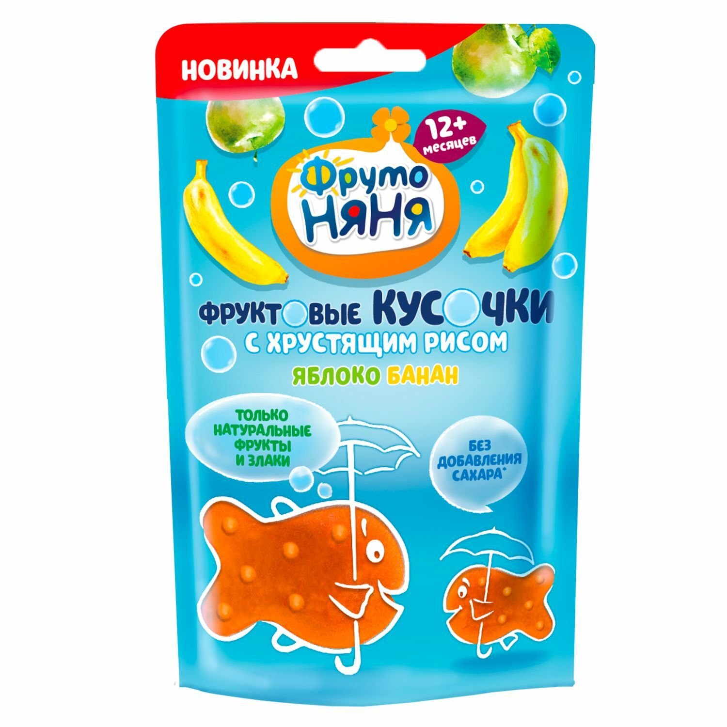 

ФрутоНяня Кусочки фруктовые с хрустящим рисом яблоко банан с 12 м - 12 г