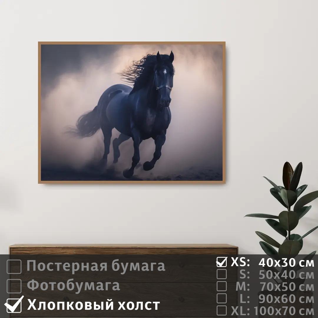 

Постер на холсте ПолиЦентр Черная лошадь скачет по песку 40х30 см, ЧернаяЛошадьСкачетПоПеску