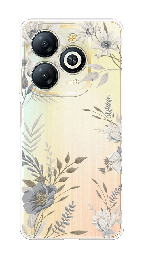 

Чехол на Infinix Smart 8 Plus "Цветы сепия", Серый;прозрачный;зеленый;белый, 3105550-1
