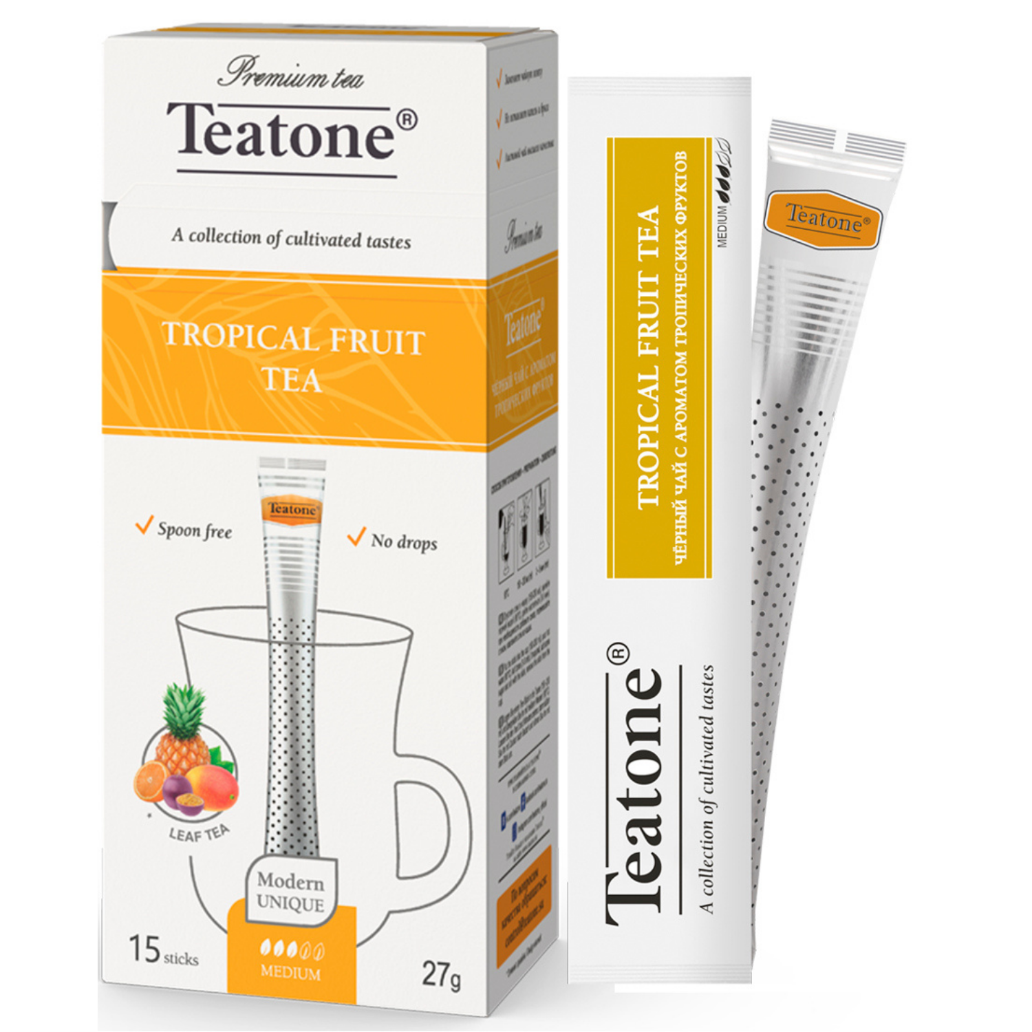 Чай черный Teatone с ароматом тропических фруктов 15 пакетиков
