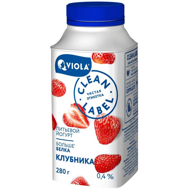 Йогурт питьевой Viola Clean Label с клубникой 0,8 % 260 г