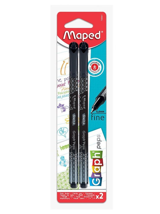 

Капиллярная ручка 0,4мм MAPED Graph Peps, черная (2шт), Черный, GRAPH PEP'S