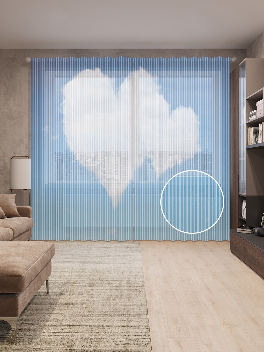 

Тюль на шторной ленте с принтом JoyArty "Облака в форме сердца", 310х265 см, Облака в форме сердца