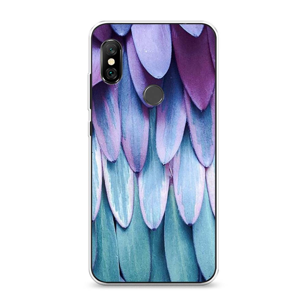 

Чехол на Xiaomi Redmi Note 6 Pro "Синее перо", Фиолетовый;голубой, 34650-3