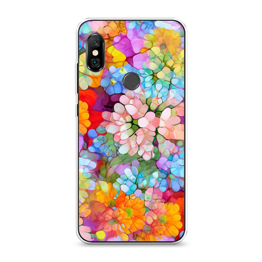 

Чехол на Xiaomi Redmi Note 6 Pro "Цветы витраж", Оранжевый;розовый;голубой, 34650-3