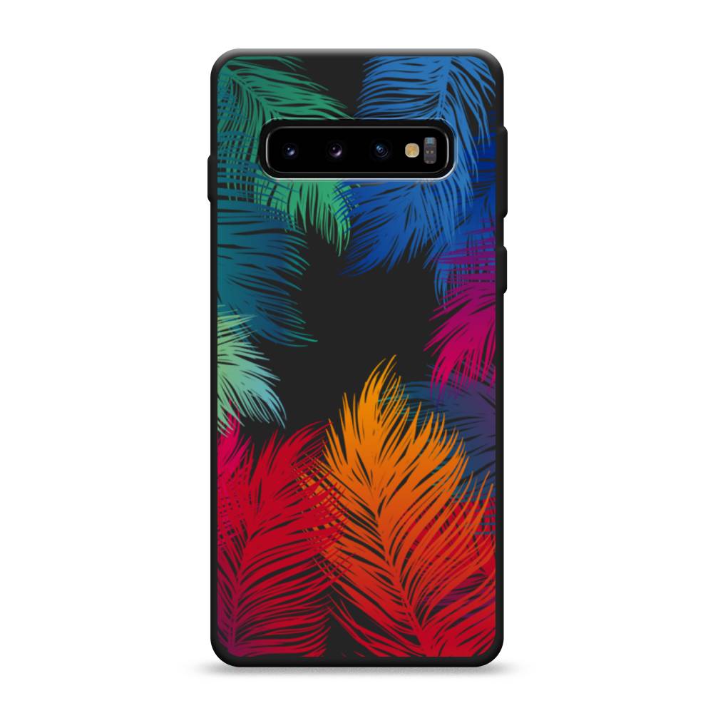 фото Матовый силиконовый чехол "рамка из перьев" на samsung galaxy s10 awog