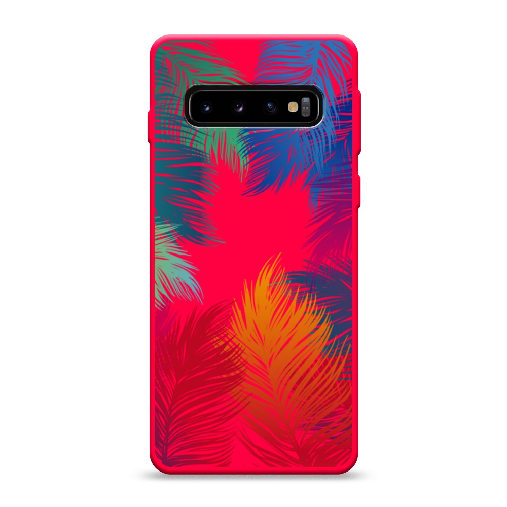 фото Матовый силиконовый чехол "рамка из перьев" на samsung galaxy s10 awog