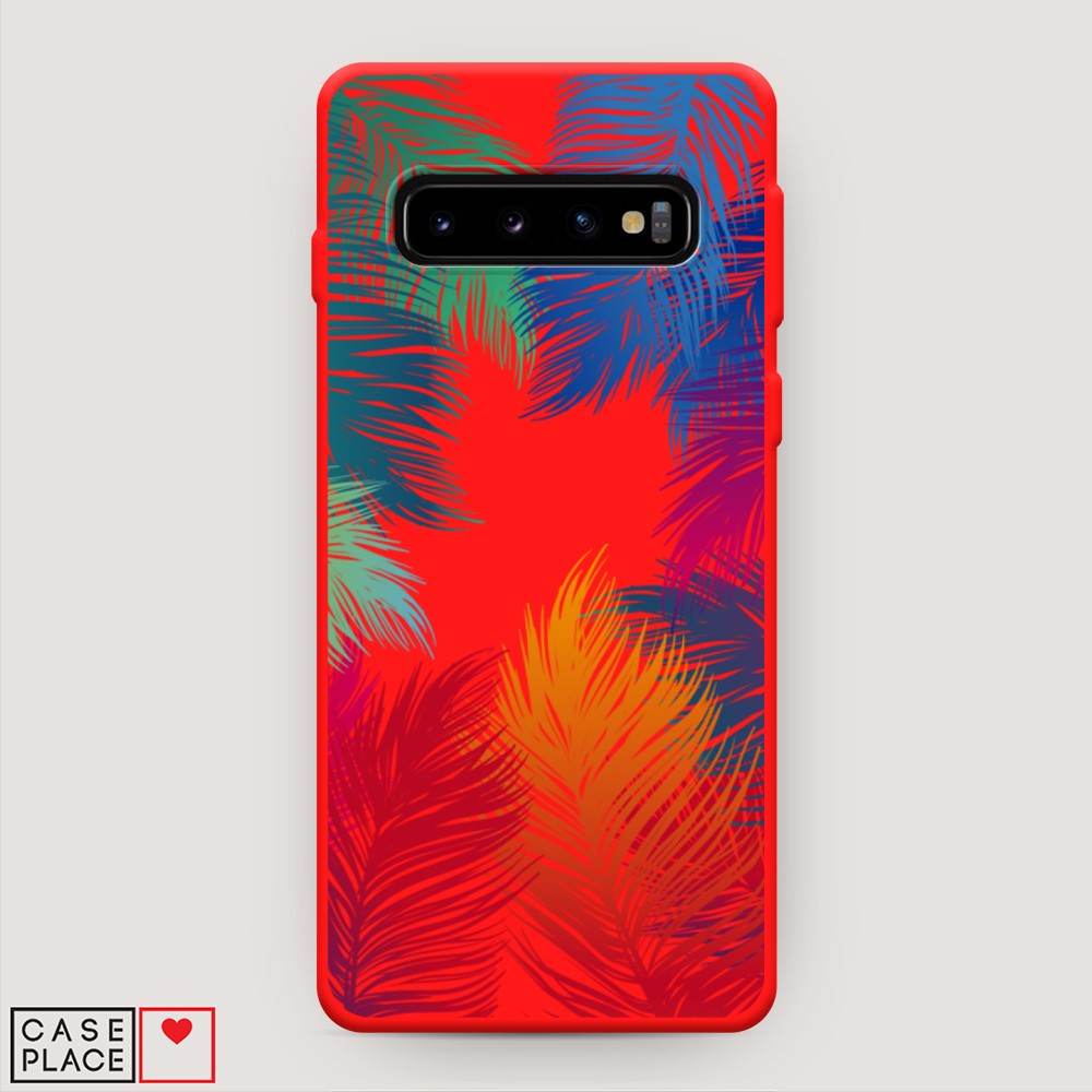 фото Матовый силиконовый чехол "рамка из перьев" на samsung galaxy s10 + awog